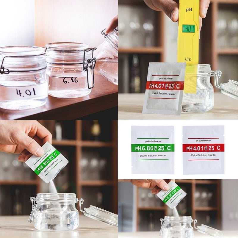 DuvinDD 15 Pack pH Buffer Calibration Solution Powder pH 6.86/4.01/9.18 for Precisely Calibrate pH Meter, pH Tester Calibration Powder Packets - Image 2